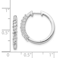 14k White Gold Diamond Hinged Hoop Earrings - 33