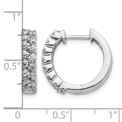 14k White Gold 2-row Diamond Hinged Hoop Earrings - 2