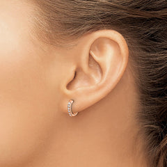 14k Rose Gold Diamond Hinged Hoop Earrings - 8