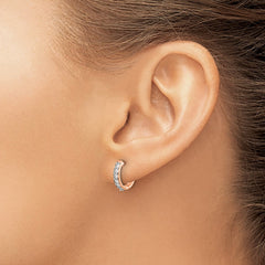 14k Rose Gold Diamond Hinged Hoop Earrings - 7