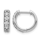 14k White Gold Diamond Hinged Hoop Earrings - 11