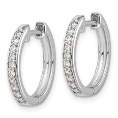 14k White Gold Diamond Hinged Hoop Earrings - 35