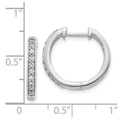 14k White Gold Diamond Hinged Hoop Earrings - 35