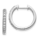 14k White Gold Diamond Hinged Hoop Earrings - 35
