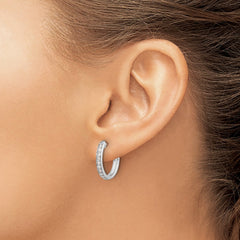 14k White Gold Diamond Hinged Hoop Earrings - 13