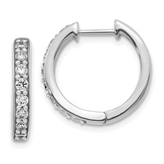 14k White Gold Diamond Hinged Hoop Earrings - 36