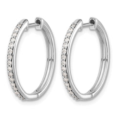 14k White Gold Diamond Hinged Hoop Earrings - 63