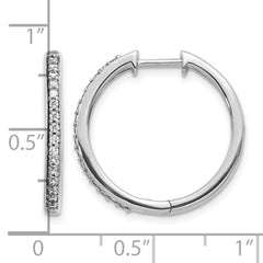 14k White Gold Diamond Hinged Hoop Earrings - 63