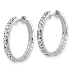 14k White Gold Diamond Hinged Hoop Earrings - 37