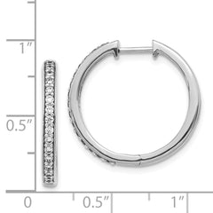 14k White Gold Diamond Hinged Hoop Earrings - 37