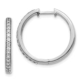 14k White Gold Diamond Hinged Hoop Earrings - 37