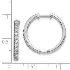 14k White Gold Diamond Hinged Hoop Earrings - 38