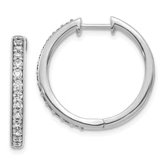 14k White Gold Diamond Hinged Hoop Earrings - 38