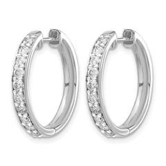 14k White Gold Diamond Hinged Hoop Earrings - 65