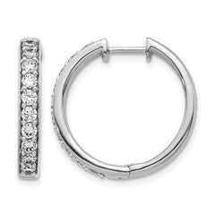 14k White Gold Diamond Hinged Hoop Earrings - 65