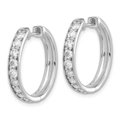 14k White Gold Diamond Hinged Hoop Earrings - 39
