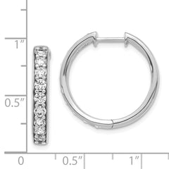 14k White Gold Diamond Hinged Hoop Earrings - 39