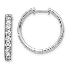 14k White Gold Diamond Hinged Hoop Earrings - 39