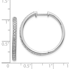 14k White Gold Diamond Hinged Hoop Earrings - 40