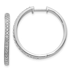 14k White Gold Diamond Hinged Hoop Earrings - 40