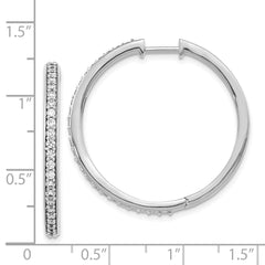 14k White Gold Diamond Hinged Hoop Earrings - 41