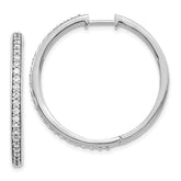 14k White Gold Diamond Hinged Hoop Earrings - 41
