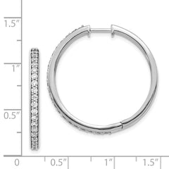 14k White Gold Diamond Hinged Hoop Earrings - 23