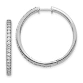 14k White Gold Diamond Hinged Hoop Earrings - 23