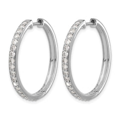 14k White Gold Diamond Hinged Hoop Earrings - 66