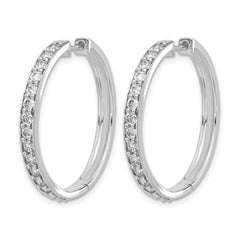 14k White Gold Diamond Hinged Hoop Earrings - 67