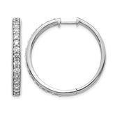14k White Gold Diamond Hinged Hoop Earrings - 67