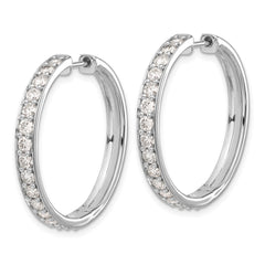 14k White Gold Diamond Hinged Hoop Earrings - 24