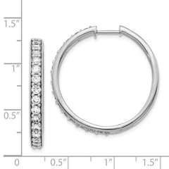 14k White Gold Diamond Hinged Hoop Earrings - 24