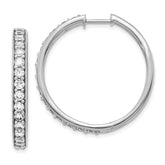 14k White Gold Diamond Hinged Hoop Earrings - 24