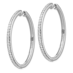 14k White Gold Diamond Hinged Hoop Earrings - 26