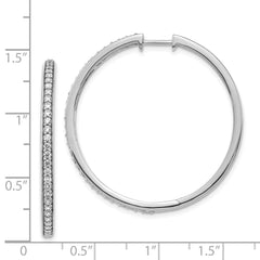 14k White Gold Diamond Hinged Hoop Earrings - 26