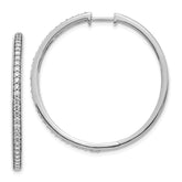 14k White Gold Diamond Hinged Hoop Earrings - 26