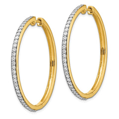14k Diamond Hinged Hoop Earrings - 17