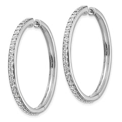 14k White Gold Diamond Hinged Hoop Earrings - 29