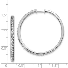 14k White Gold Diamond Hinged Hoop Earrings - 29