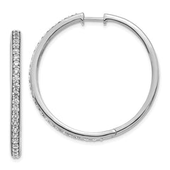 14k White Gold Diamond Hinged Hoop Earrings - 29