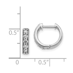 14k White Gold Diamond Milgrain Hinged Hoop Earrings - 2