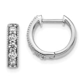 14k White Gold Diamond Milgrain Hinged Hoop Earrings - 2
