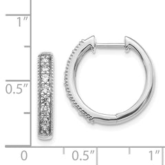 14k White Gold Diamond Milgrain Hinged Hoop Earrings - 3