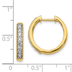 14k Yellow Gold Diamond Milgrain Hinged Hoop Earrings - 2