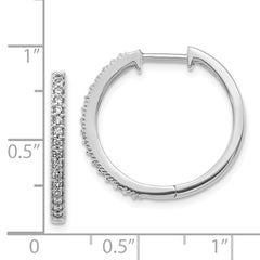 14k White Gold Diamond Milgrain Hinged Hoop Earrings - 4