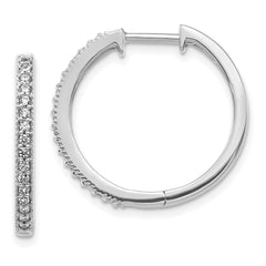 14k White Gold Diamond Milgrain Hinged Hoop Earrings - 4