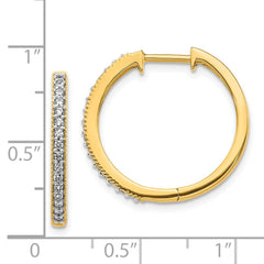 14k Yellow Gold Diamond Milgrain Hinged Hoop Earrings - 3