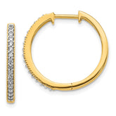 14k Yellow Gold Diamond Milgrain Hinged Hoop Earrings - 3