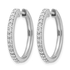 14k White Gold Diamond Milgrain Hinged Hoop Earrings - 6